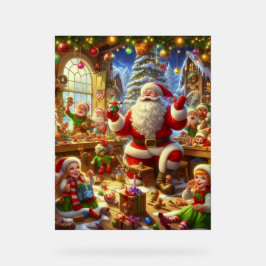 Santa in His Christmas Workshop With Toys Wall Acrylschild