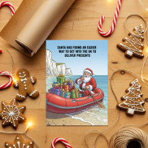 Santa in Inflatable Boat Funny Christmas Gift