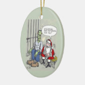 Santa In Jail oval ceramic ornament (Links)