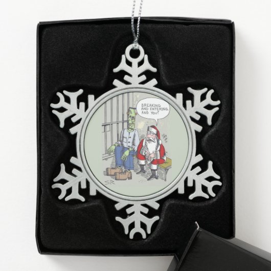 Santa In Jail pewter snowflake ornament (Box)