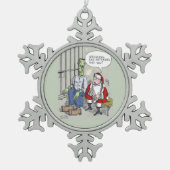 Santa In Jail pewter snowflake ornament (Vorderseite)