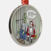 Santa In Jail round premium ornament Aus Metall (Rechts)