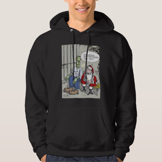 Santa in Jail Schwarz gekleidetes Sweatshirt (Vorderseite)