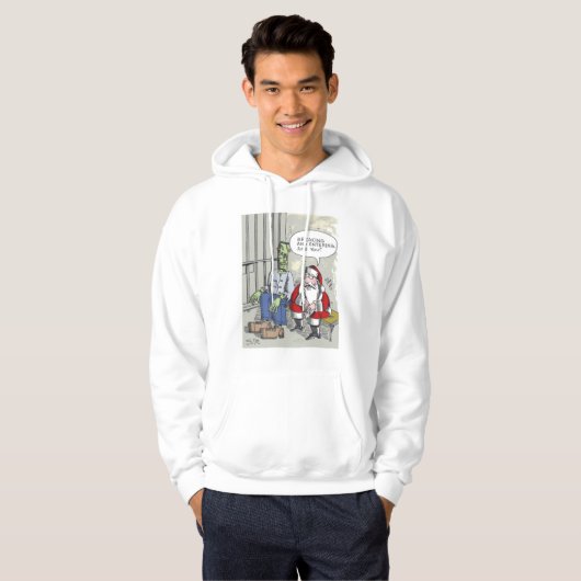 Santa in Jail weiß gekleidetes Sweatshirt (Vorne ganz)