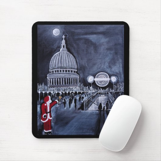 Santa in London Painting by Alfred Fox Mousepad (Mit Mouse)