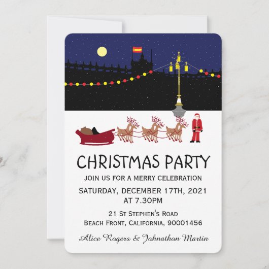 Santa in Madrid Weihnachten Party Einladung (Vorderseite)