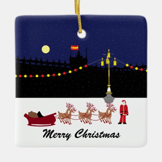 Santa in Madrid Weihnachts-Keramik Ornament (Vorderseite)