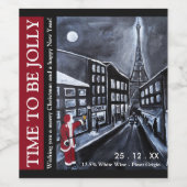 Santa in Paris Christmas Wine Label Weinetikett (Einzelnes Label)