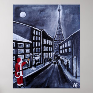 Santa in Paris Gemälde von Alfred Fox Poster