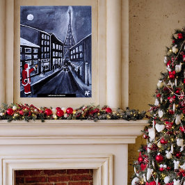Santa in Paris Malerei von Alfred Fox Poster