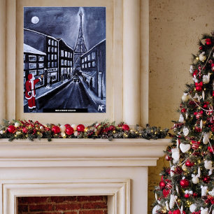 Santa in Paris Malerei von Alfred Fox Poster