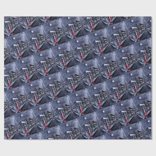 Santa in Paris Painting by Alfred Fox Geschenkpapier (Flach)