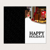 Santa in Paris, Weihnachtskarte für das Foto Visitenkarten (Außenseite Aufgefaltet)