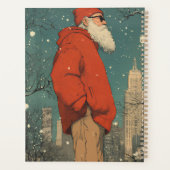 Santa in Red Hoody mit Bart und cooler Sonnenbrill Planer (Rückseite)