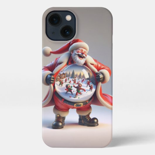Santa in Red mit Big Snow Globe, Weihnachten, Auth iPhone Hülle (Rückseite)