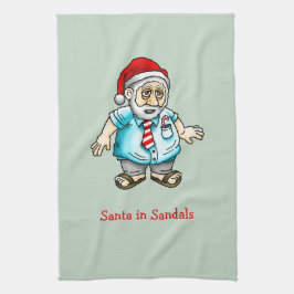 Santa in Sandals Geschirrtuch