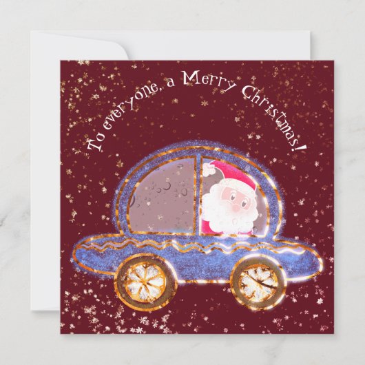 Santa in seinem Auto an Weihnachten (Vorderseite)