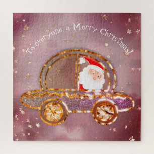 Santa in seinem Auto an Weihnachten Puzzle