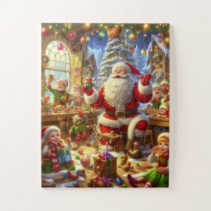 Santa in seiner Werkstatt 30 übergroße Teile Puzzle