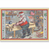 Santa in seiner Werkstatt Aufkleber (Vorderseite)