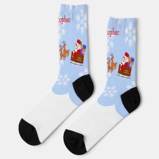 Santa In Sleigh Design Christmas Socken (Linkes Detail)