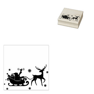 Santa in Sleigh Frohe Weihnachts-Briefmarke Gummistempel