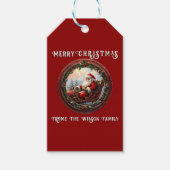 Santa in Sleigh Grußkarte Geschenkanhänger (Vorderseite)