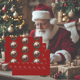 Santa in Sleigh Grußkarte Geschenkpapier Set