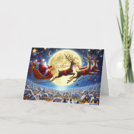 Santa in Sleigh Holiday Card Feiertagskarte