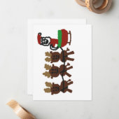 Santa in Sleigh mit Rentier Mitteilungskarte (Vorderseite/Rückseite Beispiel)