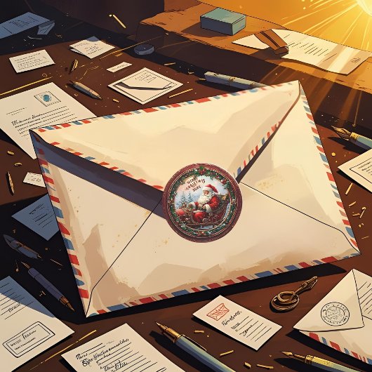 Santa in Sleigh Runder Aufkleber