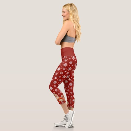 Santa in Snow Capri Leggings (Links)
