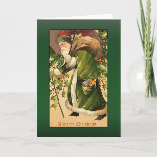 Santa in Snow Greetings Feiertagskarte (Vorderseite)