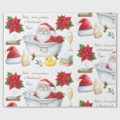 Santa in Spa Bathtub Christmas themed Geschenkpapier (Flach)