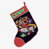 Santa in Space Großer Weihnachtsstrumpf (Rückseite (Hängend))