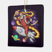 Santa in Space Keramikornament (Links)