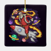 Santa in Space Keramikornament (Rückseite)