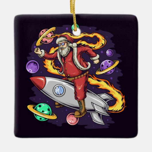 Santa in Space Keramikornament (Vorderseite)