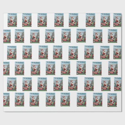 Santa in Sunglasses Golf Cart Tees the Season Geschenkpapier (Flach)