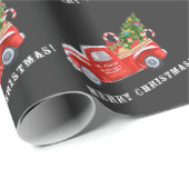 Santa in Vintag Red Christmas Truck Window Geschenkpapier (Rolleneckpunkt)