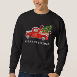Santa in Vintag Red Christmas Truck Window Sweatshirt