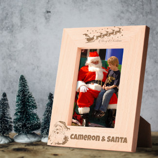 Santa Individuelle Name Santa & Sleigh Geätzte Rahmen