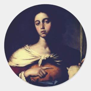 Santa Inés (von Guarino, 1650) Classic Round Stick Runder Aufkleber