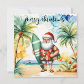Santa is going to Surf Christmas Card for Surfer Karte (Vorderseite)