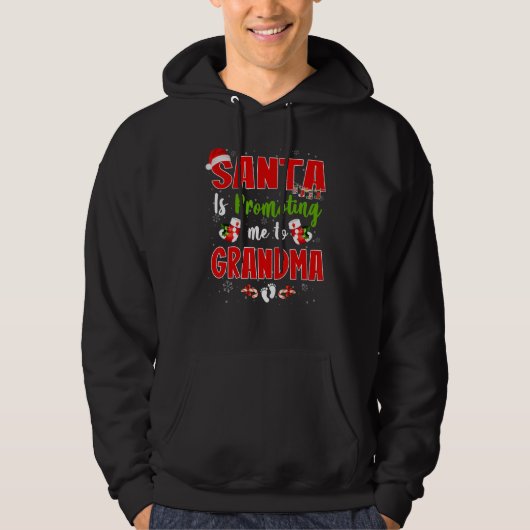 Santa Is Promoting Me To Grandma Footprint Pregnan Hoodie (Vorderseite)