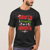 Santa Is Promoting Me To Grandpa Footprint Pregnan T-Shirt (Vorderseite)