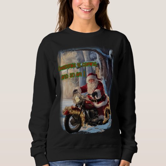 Santa is riding a Motorcycle for Christmas on a Sweatshirt (Vorderseite)