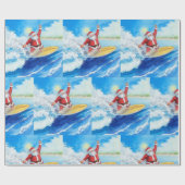 Santa is Surfing Christmas Holiday  Geschenkpapier (Flach)