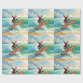 Santa is Surfing Christmas Holiday Geschenkpapier (Flach)