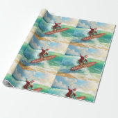 Santa is Surfing Christmas Holiday  Geschenkpapier (Ungerollt)